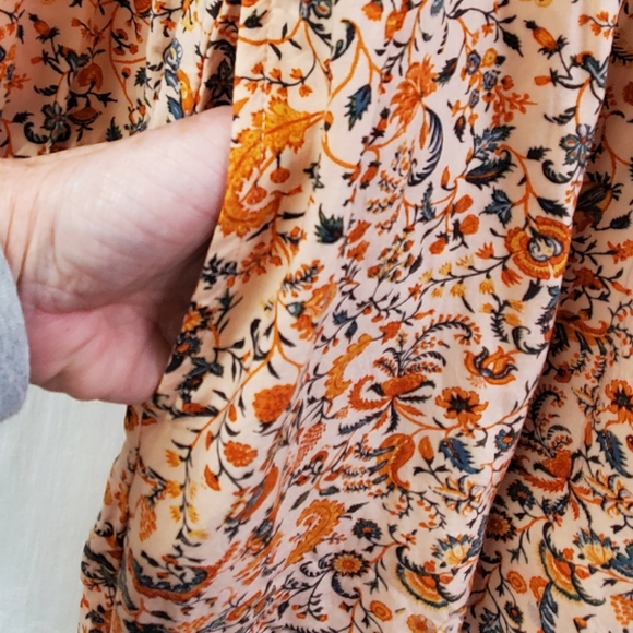 Old Navy Women's Orange Colorful Floral L/S Boho Short Dress Large - Picture 6 of 8